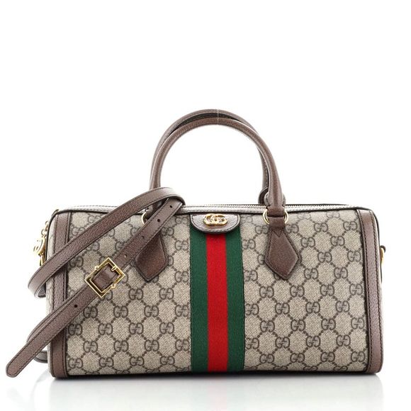 Gucci Handbags - Gucci Ophidia Boston Bag GG Coated Canvas Medium Brown
